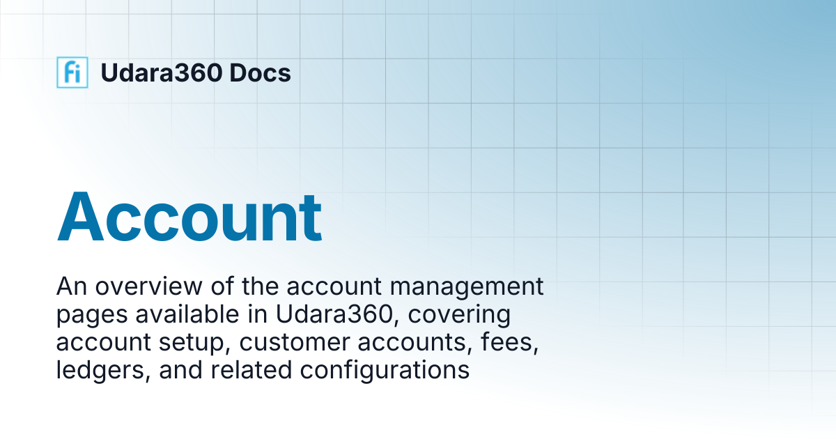 Account Management | Udara360 Docs