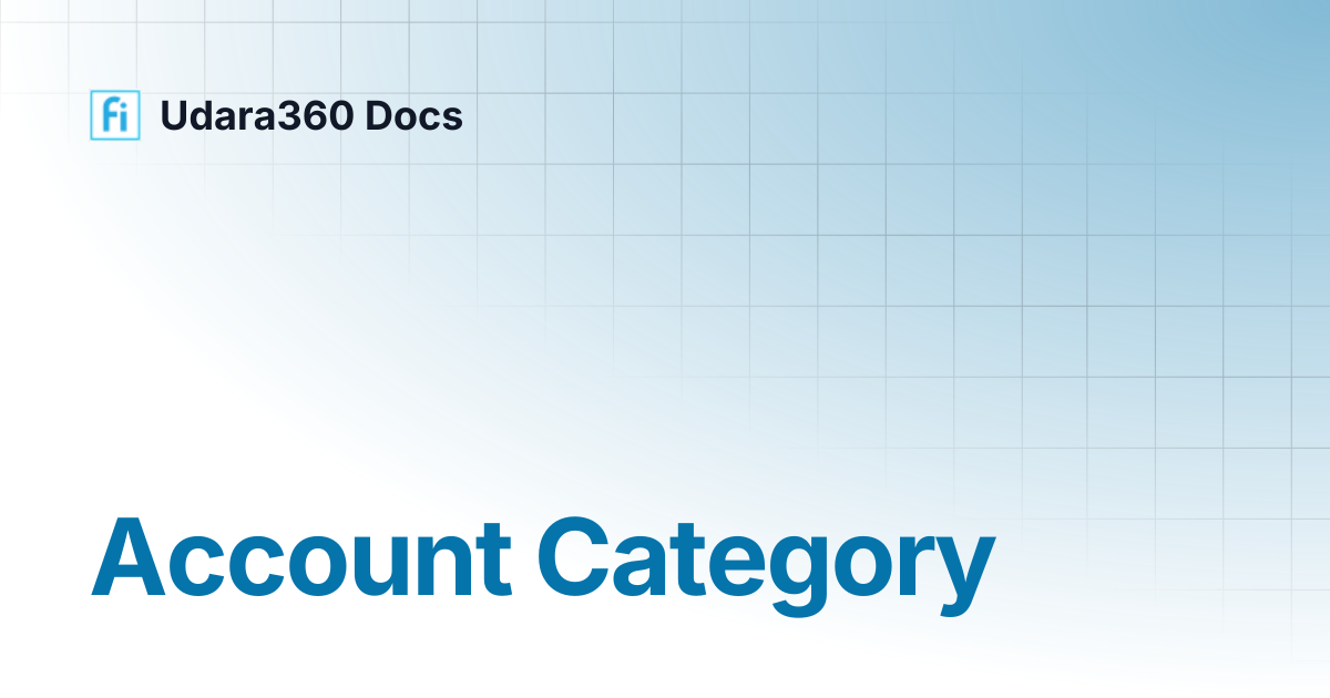 Account Category | Udara360 Docs